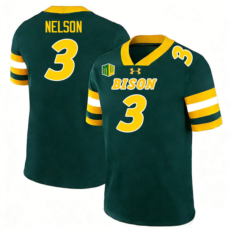 North Dakota State Bison #3 RaJa Nelson College Football Jerseys,Uniforms-Green